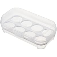 OUNONA Huevera portátil para 8 huevos- camping- picnic- color blanco